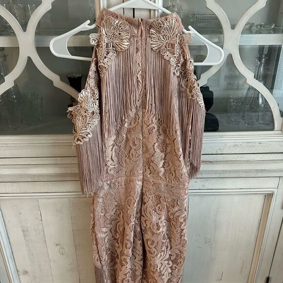 PLT, fringe lace dusty pink mini party dress US4 new with tags - Picture 6 of 7